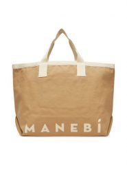 Manebi Torebka B 0.4 EY Beżowy. Brązowe shopper bag Manebi, z materiału, bez dodatków. Za 279.99 zł.