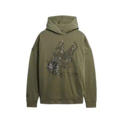 Bluza damska z kapturem Superdry Tattoo Embellish. Zielone bluzy damskie Superdry, bez wzorów, z kapturem. Za 385.55 zł.