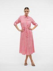 Vero Moda Sukienka "Ilisa" w kolorze różowo-białym rozmiar: XS. Białe sukienki damskie Vero Moda, bez wzorów, z tkaniny, bez ramiączek. Za 66.47 zł.