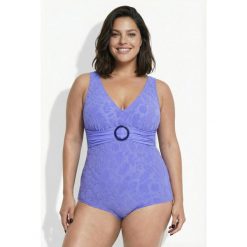 Damskie Strój kąpielowy faktura w kwiaty miękkie miseczki ozdobny pierścień. Stroje jednoczęściowe Ulla Popken, bez wzorów, z elastanu. Za 239.99 zł.