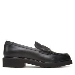 Lordsy Tommy Hilfiger. Czarne półbuty damskie Tommy Hilfiger, bez wzorów, bez obcasa, bez zapięcia. Za 459.99 zł.
