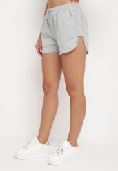 Jasnoszare Dresowe Szorty z Bawełną High Waist Floratess. Szare szorty damskie Born2be, bez wzorów, z bawełny, z podwyższonym stanem. Za 29.99 zł.