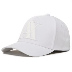 Czapka z daszkiem Armani Exchange. Białe czapki z daszkiem damskie Armani Exchange, bez wzorów. Za 229.99 zł.