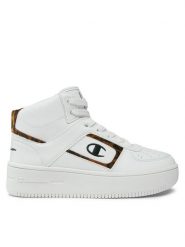 Champion Sneakersy Mid Cut Foul Play Plat Mid Animalie S11601-WW001 Biały. Białe obuwie sportowe damskie Champion, ze skóry, bez zapięcia. Za 229.99 zł.