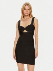 Guess Sukienka koktajlowa W4YK51 Z2XY0 Czarny Bodycon Fit. Czarne sukienki damskie Guess, z aplikacjami, z wiskozy, wizytowe, bez ramiączek. Za 329.99 zł.