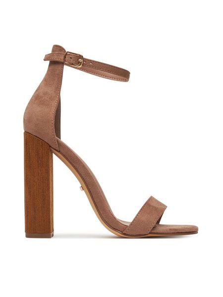 DeeZee Sandały WX14340-S-1AP Brązowy. Brązowe sandały damskie DeeZee, bez wzorów, z materiału, bez obcasa, na słupku, bez zapięcia. Za 129.99 zł.