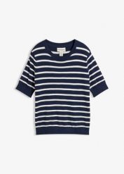 Cienki sweter z miękkiej mieszanki wiskozy. Niebieskie swetry klasyczne damskie bonprix, z wiskozy, bez kołnierzyka. Za 82.99 zł.