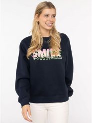 Zwillingsherz Bluza "Smile" w kolorze granatowym rozmiar: L/XL. Niebieskie bluzy damskie Zwillingsherz, l, bez wzorów, bez kaptura. Za 175.67 zł.