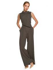 Made of emotion Kombinezon w kolorze khaki rozmiar: XL. Brązowe kombinezony damskie Made Of Emotion, xl, bez wzorów, bez kołnierzyka, bez ramiączek. Za 258.52 zł.