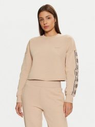 Guess Bluza V3BQ16 KB3P2 Beżowy Regular Fit. Brązowe bluzy damskie Guess, xxs, z aplikacjami, z syntetyku, bez kaptura. Za 229.99 zł.
