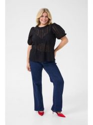 KAFFE curve Bluzka "Masia" w kolorze czarnym rozmiar: 54. Czarne bluzki damskie KAFFE curve, bez wzorów, z bawełny, bez kołnierzyka, bez ramiączek. Za 113.10 zł.