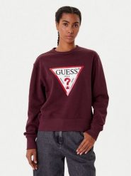 Guess Bluza W2YQ16 KBA11 Bordowy Regular Fit. Czerwone bluzy damskie Guess, xxl, z aplikacjami, z bawełny, bez kaptura. Za 229.99 zł.
