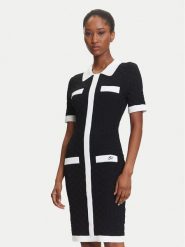 KARL LAGERFELD Sukienka dzianinowa A3W13036 Czarny Slim Fit. Czarne sukienki damskie KARL LAGERFELD, bez wzorów, z dzianiny, bez ramiączek. Za 819.99 zł.