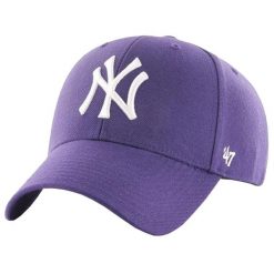 Czapka z daszkiem dla dorosłych MLB New York Yankees MVP Cap. Fioletowe czapki z daszkiem damskie 47 Brand, bez wzorów, z materiału. Za 109.99 zł.