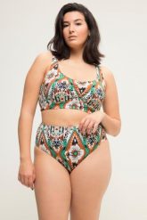 Damskie Figi od bikini wysoki stan print na całej powierzchni. Brązowe figi Ulla Popken, bez wzorów, z elastanu. Za 91.99 zł.