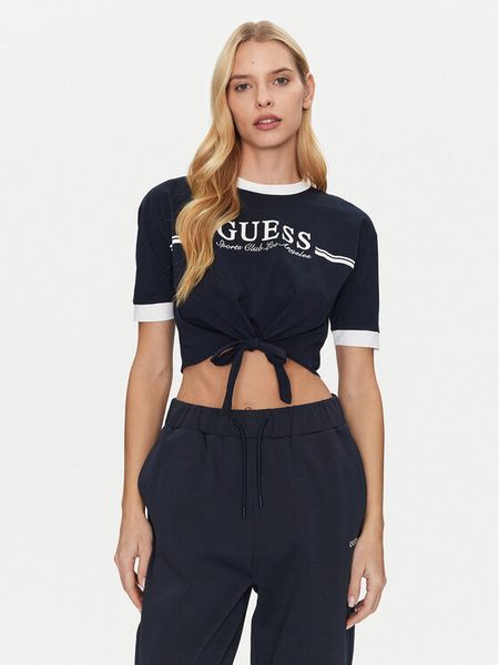 Guess T-Shirt V5GI05 I3Z14 Granatowy Regular Fit. Niebieskie t-shirty damskie Guess, l, z aplikacjami, z bawełny, bez kołnierzyka. Za 89.99 zł.