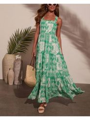 Milan Kiss Sukienka w kolorze zielono-kremowym rozmiar: M. Brązowe sukienki damskie Milan Kiss, bez wzorów, z wiskozy, bez ramiączek. Za 195.99 zł.