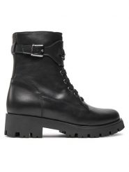 TWINSET Trapery Anfibio 242GCJ S Czarny. Czarne trapery damskie Twinset, ze skóry, bez zapięcia. Za 449.99 zł.
