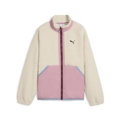 Młodzieżowa kurtka hybrydowa z dzianiną typu baranek PUMA Alpine Snow White. Biała kurtki damskie Puma, m, bez wzorów, z dzianiny, bez kaptura. Za 299.00 zł.