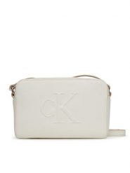 Calvin Klein Jeans Torebka Sculpted Ew Camera Bag LV04K3036G Biały. Białe listonoszki damskie Calvin Klein Jeans, bez wzorów, z jeansu, bez dodatków. Za 249.99 zł.
