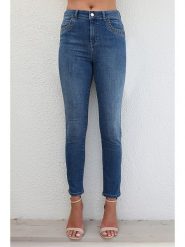 Bleu d'Azur Dżinsy "Oman" - Skinny fit - w kolorze niebieskim rozmiar: 36. Niebieskie jeansy damskie Bleu d'Azur, z podwyższonym stanem. Za 162.49 zł.