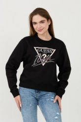 GUESS Czarna bluza Icon. Czarne bluzy damskie Guess, s, z aplikacjami, bez kaptura. W wyprzedaży za 331.99 zł.