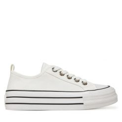 Trampki DeeZee. Białe trampki damskie DeeZee, bez wzorów, bez zapięcia. Za 119.99 zł.