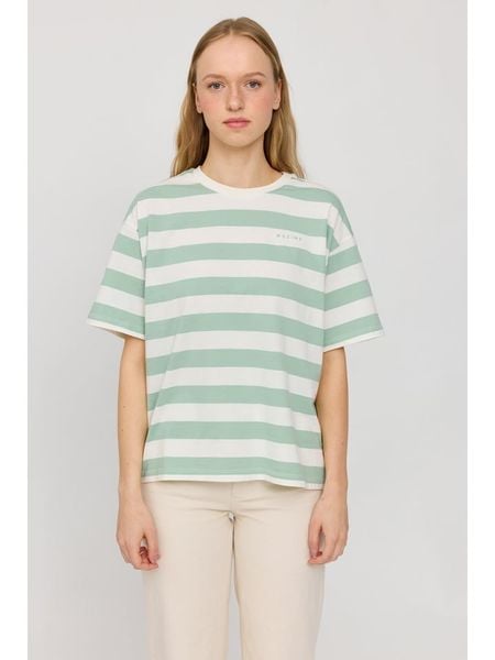 MAZINE Koszulka "Block Stripes" w kolorze kremowo-jasnozielonym rozmiar: S. Zielone bluzki damskie MAZINE, s, bez wzorów, z bawełny, bez kołnierzyka, bez ramiączek. Za 83.42 zł.