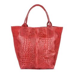 Shopper bag czerwony wężowy skórzany L94. Czerwone shopper bag z aplikacjami, z materiału, małe, bez dodatków. Za 230.99 zł.