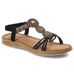 Czarne Sandały Artiker Modne Obuwie Damskie W Stylu Boho. Czarne sandały damskie Artiker, bez wzorów, ze skóry ekologicznej, bez obcasa, bez zapięcia. Za 139.00 zł.