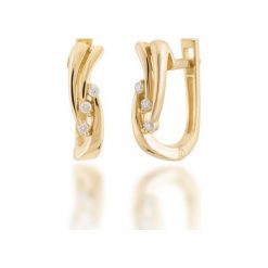 Unikalne Kolczyki Złote - złoto żółte 585, Brylant 0,09ct. Żółte kolczyki damskie W.KRUK. Za 2,490.00 zł.