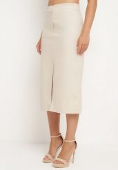 Jasnobeżowa Spódnica Trapezowa Wimlea. Brązowe spódnice damskie Born2be, na co dzień, l, bez wzorów, eleganckie, midi. Za 84.99 zł.