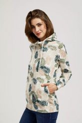 Bluza z kapturem i nadrukiem. Bluzy damskie MOODO, xs, bez wzorów, z bawełny, z kapturem. W wyprzedaży za 74.99 zł.