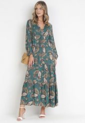 Zielona Sukienka Anastolea. Zielone sukienki damskie Born2be, z aplikacjami, boho, bez ramiączek. W wyprzedaży za 101.99 zł.