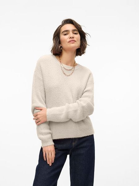 Vero Moda Sweter w kolorze beżowym rozmiar: XL. Brązowe swetry klasyczne damskie Vero Moda, xl, bez kołnierzyka. Za 74.11 zł.