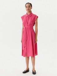 United Colors Of Benetton Sukienka letnia 4AGHDV0B1 Różowy Regular Fit. Czerwone sukienki damskie United Colors Of Benetton, bez wzorów, ze lnu, bez ramiączek. Za 399.99 zł.