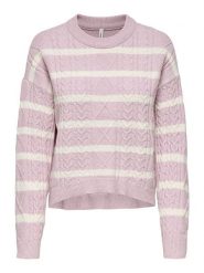 ONLY Sweter w kolorze jasnoróżowym rozmiar: XS. Różowe swetry klasyczne damskie Only, xs, ze splotem, bez kołnierzyka. Za 113.99 zł.