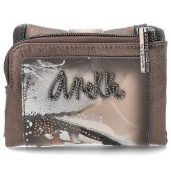 Brązowy Stylowy Damski Portfel Anekke. Brązowe portfele damskie Anekke, z materiału, zdobione, bez dodatków. Za 149.00 zł.