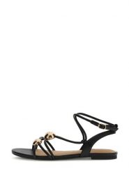 Guess Sandały 182994 Czarny. Czarne sandały damskie Guess, z aplikacjami, bez obcasa, na słupku, bez zapięcia. Za 494.99 zł.