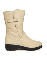 Caprice Botki 9-26453-45 Écru. Białe botki damskie Caprice, ze skóry, bez obcasa, na płaskiej podeszwie, bez zapięcia. Za 649.99 zł.