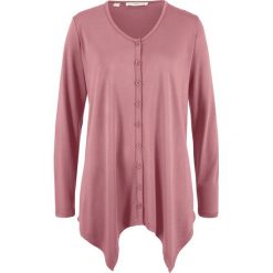Sweter rozpinany z dłuższymi bokami bonprix dymny jasnoróżowy. Kardigany damskie bonprix. Za 49.99 zł.