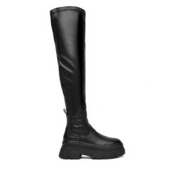 Kozaki DeeZee. Czarne kozaki damskie DeeZee, bez obcasa, na płaskiej podeszwie, bez zapięcia. Za 239.99 zł.