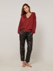 Rodier Sweter w kolorze bordowym rozmiar: L. Czerwone swetry klasyczne damskie Rodier, l, bez kołnierzyka. Za 366.35 zł.