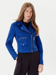 Morgan Kurtka z imitacji skóry 241-GOUSMI Niebieski Regular Fit. Niebieskie kurtki damskie Morgan, bez wzorów, ze skóry, bez kaptura. Za 299.99 zł.