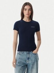 Tommy Jeans T-Shirt Ess Logo DW0DW23479 Granatowy Slim Fit. Niebieskie t-shirty damskie Tommy Jeans, s, bez wzorów, z bawełny, bez kołnierzyka. Za 129.99 zł.