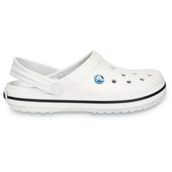 Klapki sportowe na basen Crocs CROCBAND. Białe klapki damskie Crocs, bez wzorów, bez obcasa, bez zapięcia. Za 289.99 zł.
