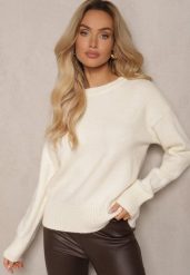 Jasnobeżowy Sweter z Domieszką Wełny Torissia. Brązowe swetry klasyczne damskie Renee, z wełny, bez kołnierzyka. Za 139.99 zł.