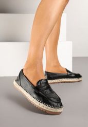 Czarne Espadryle Ozdobione Plecionką i Paskiem Zolivia. Czarne espadryle damskie Renee, bez wzorów, z jeansu, bez obcasa, na obcasie. Za 39.99 zł.