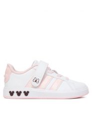 Adidas Sneakersy Grand Court Minnie El K JR8134 Biały. Białe buty sportowe dziewczęce Adidas, bez wzorów, ze skóry, bez zapięcia. Za 199.99 zł.