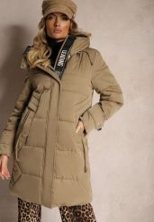Zielona Kurtka o Pikowanym Dłuższym Fasonie z Nieodpinanym Kapturem Luciandra. Zielone kurtki damskie Renee, na zimę, l, bez wzorów, z materiału. Za 329.99 zł.
